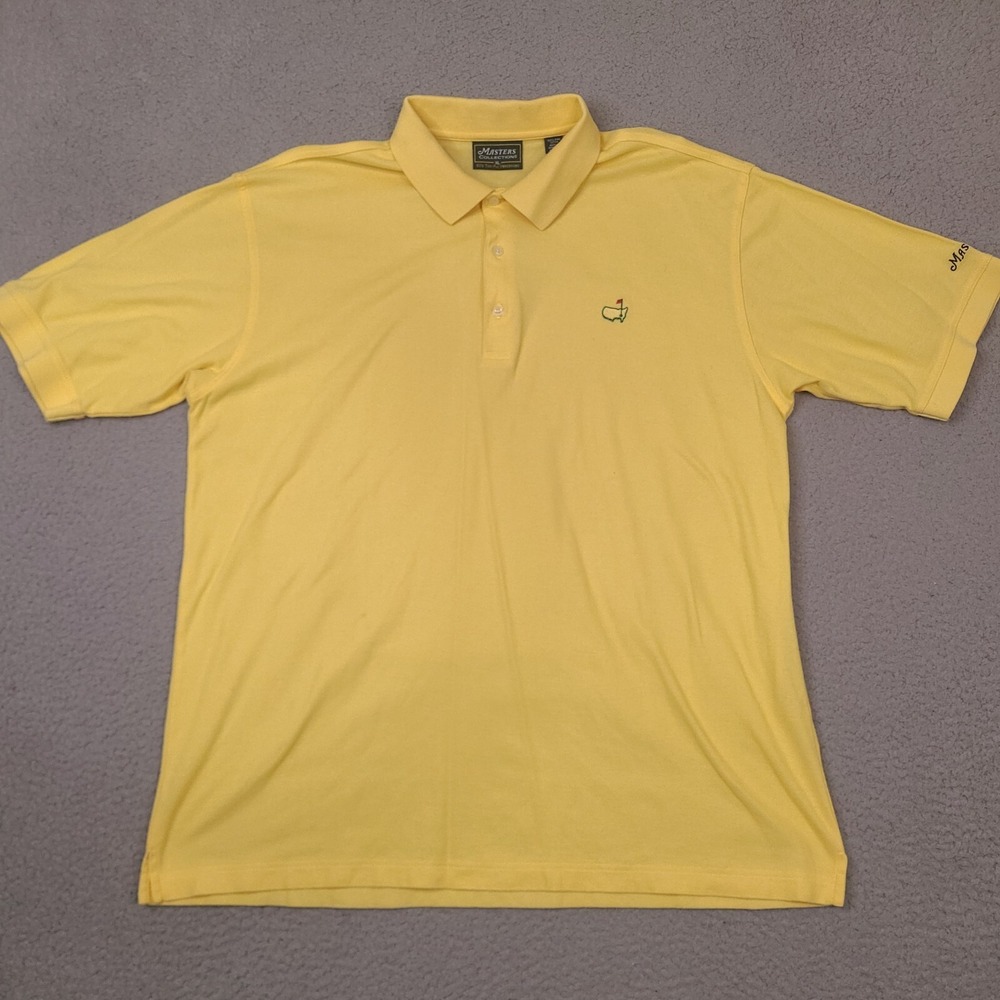 Masters Collection Polo Shirt Mens XL 100% Pima Cotton Golf Yellow‎ Augusta Vtg